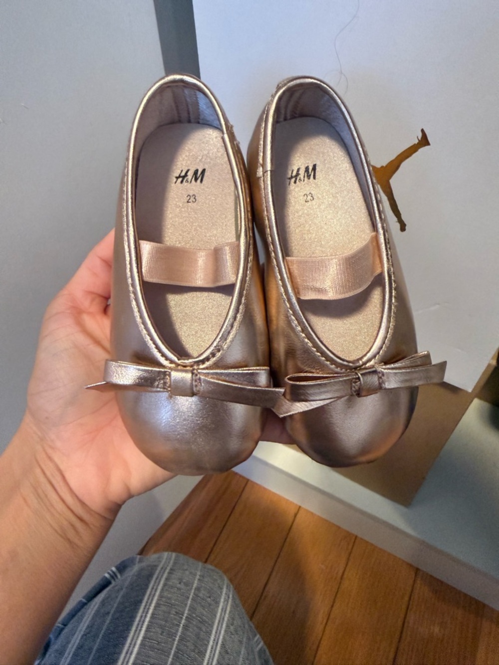 H&M Metallic Rose Ballet Flats with Bow